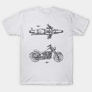 Motorcycle Vintage Patent Hand Drawing T-Shirt